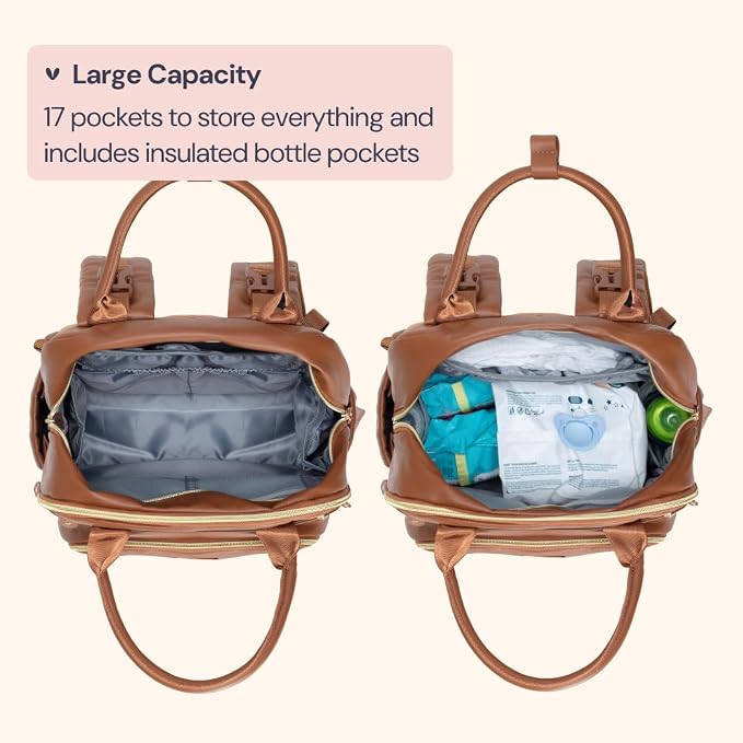 BabbleRoo Leather Diaper Bag Backpack - Image 4
