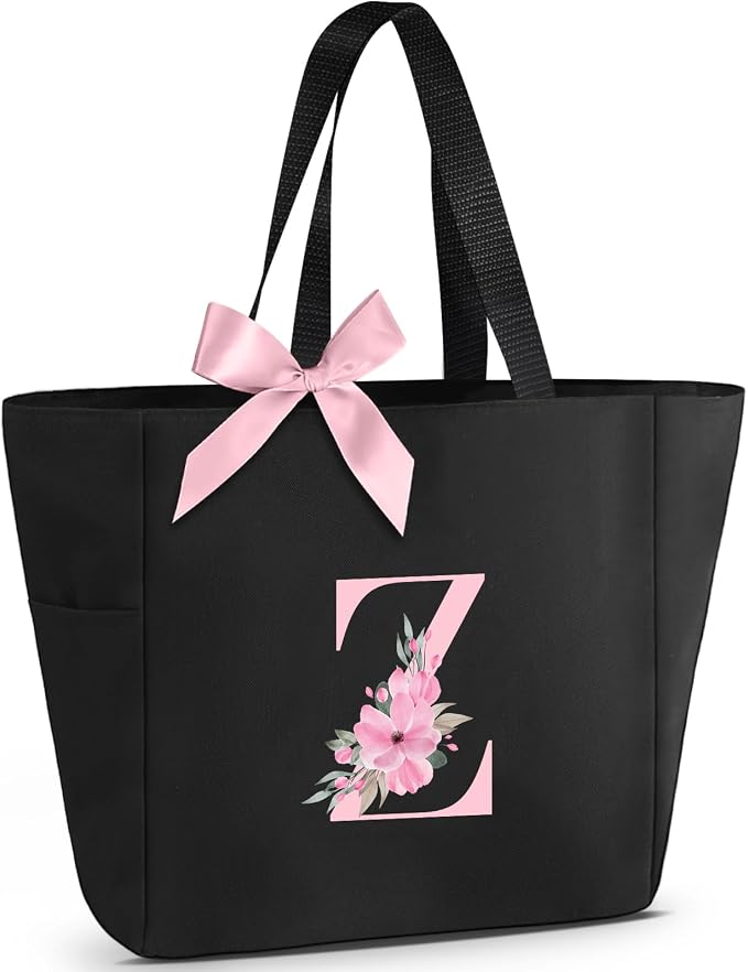 Vavabox Tote Bag, A-Z Initial Monogrammed Waterproof Tote Bag, Bridesmaid Gifts by Vavabox