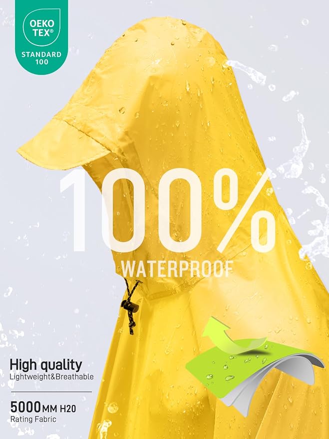 SaphiRose Hooded Rain Poncho Waterproof Raincoat Jacket - Image 3