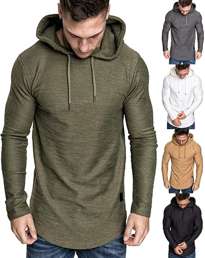 Lexiart Mens Fashion Athletic Hoodies Sport Sweatshirt Solid Color Fleece - Image 2