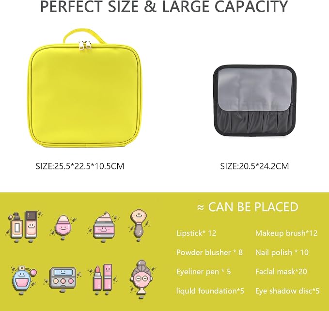 Makeup Bag with Led Mirror, Travel Makeup Organizer with 3 Color Setting - Image 2