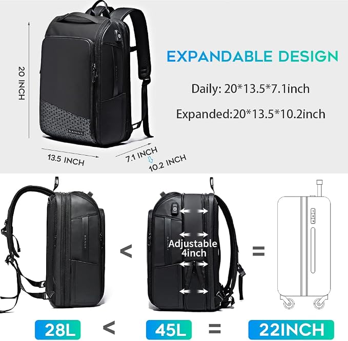 BANGE 45L Expandable Travel Backpacks, Weekender Carry On Backpack, Flight - Image 3