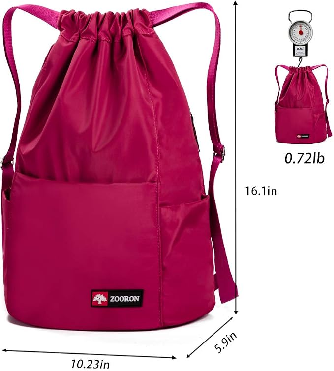 ZOORON Waterproof Drawstring Gym Backpack Bag - Image 6