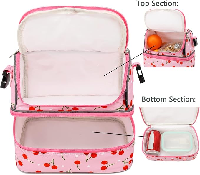FlowFly Kids Double Decker Cooler Insulated Lunch Bag Large Tote - Image 4