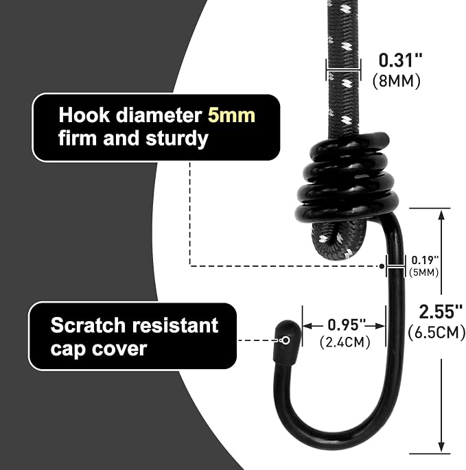 Bungee Cord Luggage Cord Resilience 24 Inch 4 Pieces - Image 3