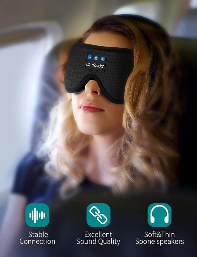 LC-dolida Sleep Mask with Bluetooth Headphones, Sleep Headphones Bluetooth - Image 6