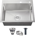 POPFLY 20×16 inch Drop In Kitchen Sink, 18 Gauge Stainless Steel Overmount by POPFLY