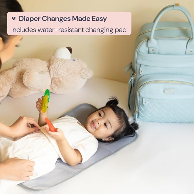 BabbleRoo Leather Diaper Bag Backpack - Image 8