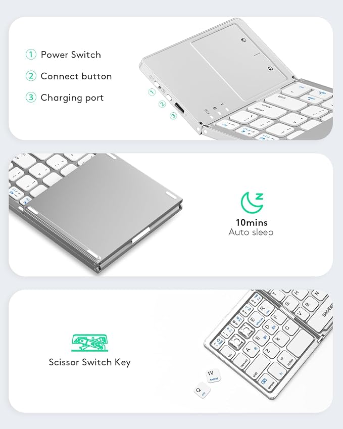 Samsers Multi-Device Foldable Bluetooth Keyboard - Image 6
