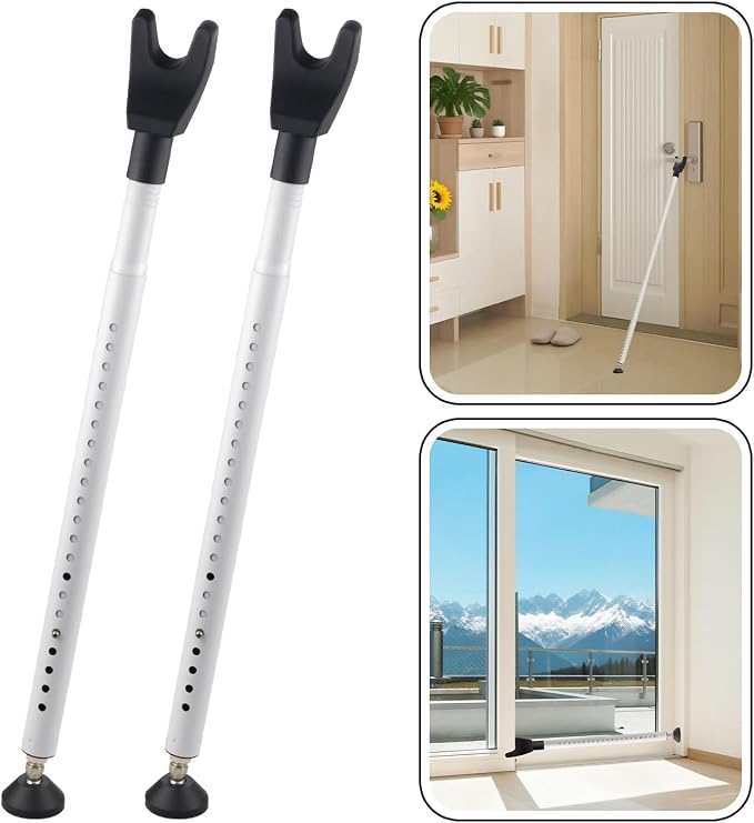 2 Pack Door Security Bar & Sliding Patio Door Lock Bar – Heavy Duty Adjustable - Image 2