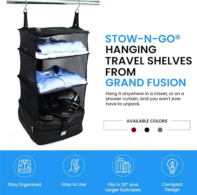 Grand Fusion Stow-N-Go Travel Luggage Organizer – Portable Hanging Travel - Image 9
