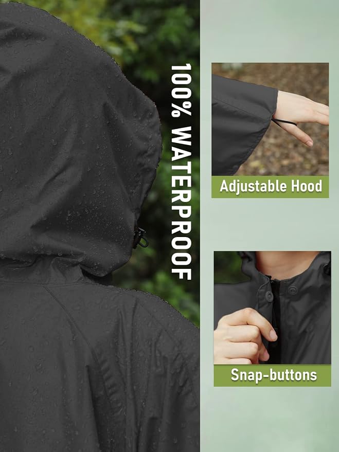 SaphiRose Unisex Rain Poncho Hooded Waterproof Raincoat - Image 3