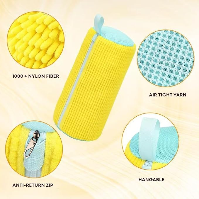 EPSCY Shoe Washing Machine Bag 2 Pack Yellow, 360° Wrap-Around Laundry Bags - Image 6