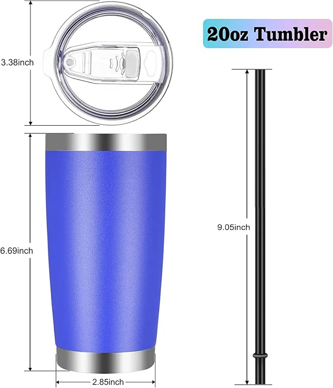 VEGOND 20oz Tumbler with Lid and Straw Stainless Steel Tumbler Cup Bulk Vacuum - Image 4