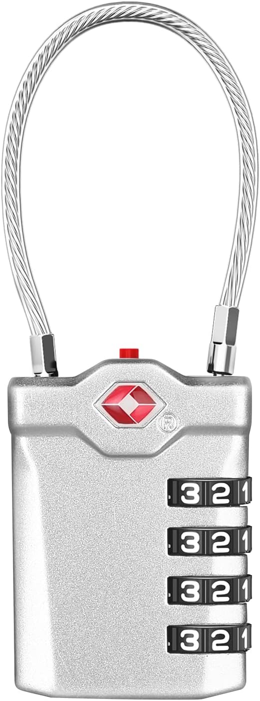 ZHEGE TSA Approved Lock, 4 Digit Cable Luggage Lock, Travel Lock by ZHEGE