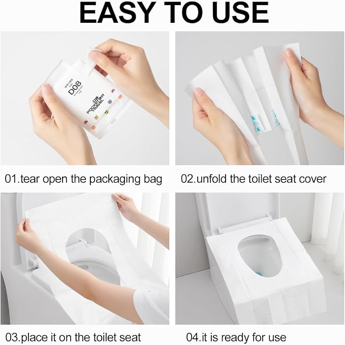 Disposable Toilet Seat Covers, 30 Pack Extra Large Non-Slip Individually - Image 3