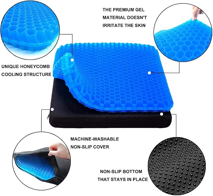 Gel Seat Cushion, Office Seat Cushion Chair Pads - Image 3