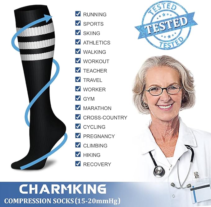 CHARMKING Compression Socks for Women & Men Circulation 15-20 mmHg is Best - Image 5