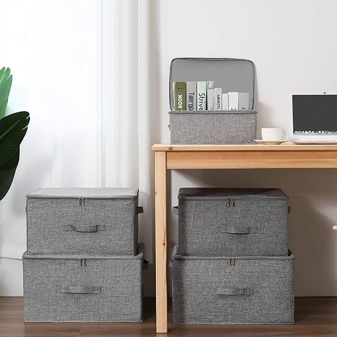 ANMINY Storage Bins with Zipper Lids 36 Qt Lidded Fabric Storage Boxes Baskets - Image 7