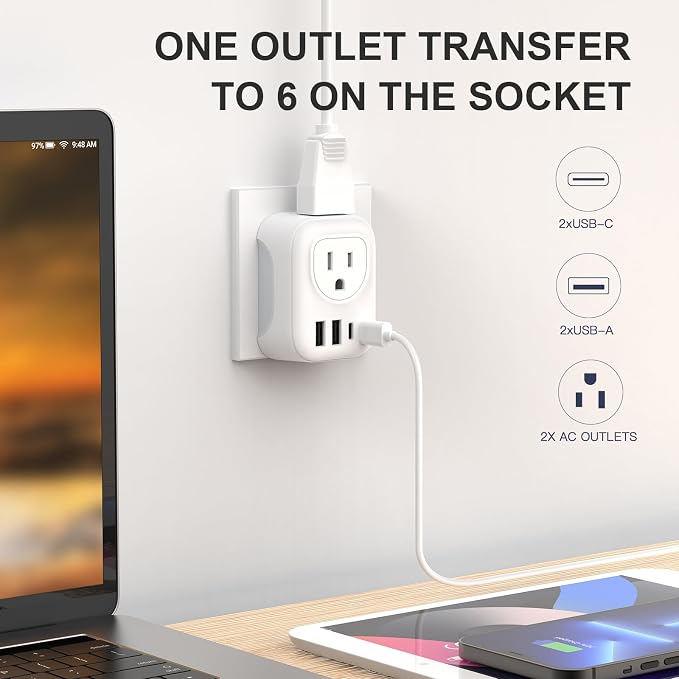 European Travel Plug Adapter, International Plug Adapter - Image 2