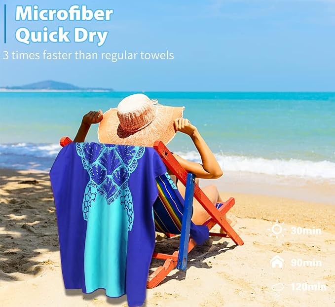 2 Pack Microfiber Lightweight Beach Towel 71"x32" Oversized Extra Large Thin - Image 6