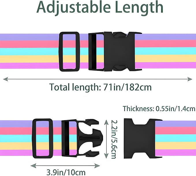 Rainbow Luggage Straps for Suitcases, Adjustable Luggage Travel Belts to Keep - Image 2