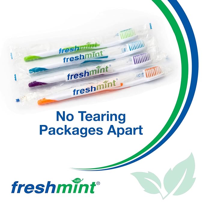 FRESHMINT Individually Wrapped Bulk Premium Toothbrushes, Oversized Easy Grip - Image 3