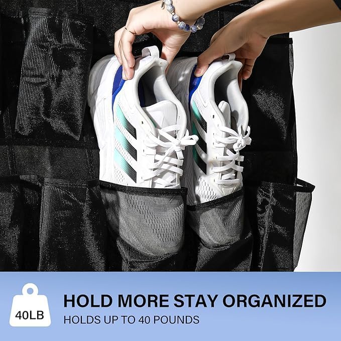 40 Mesh Pocket Over the Door Shoe Organizer, Hanging Shoe Rack - Image 3