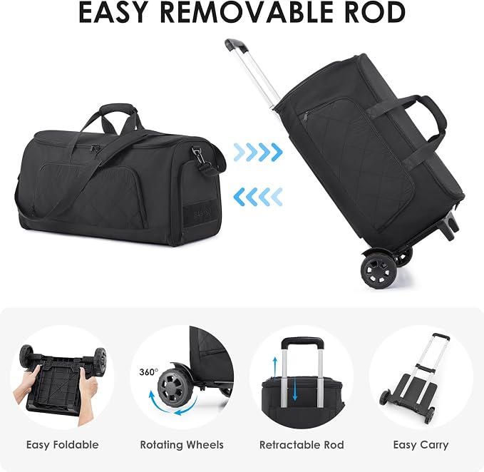Rolling Garment Bag for Travel, Duffle Garment Bag - Image 3