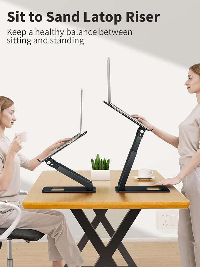 tounee Laptop Stand for Desk Adjustable Height, Telescopic Computer Stand - Image 2