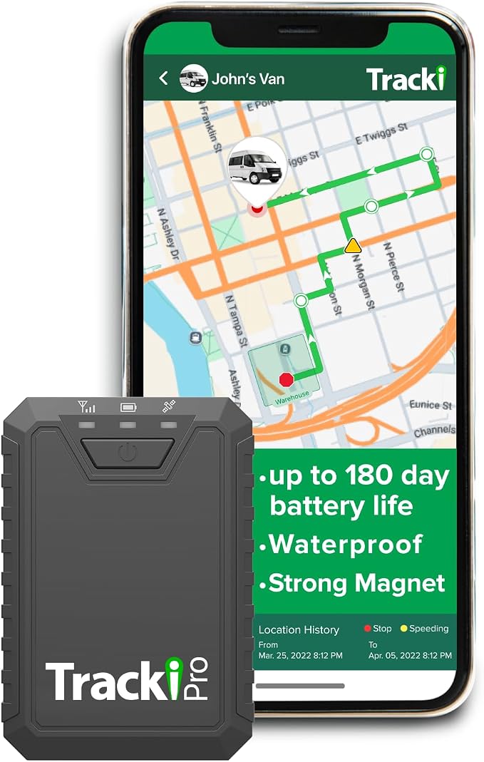 Tracki Pro GPS Tracker for Vehicles, USA made tech. Up to 7 Months Batt. by Tracki