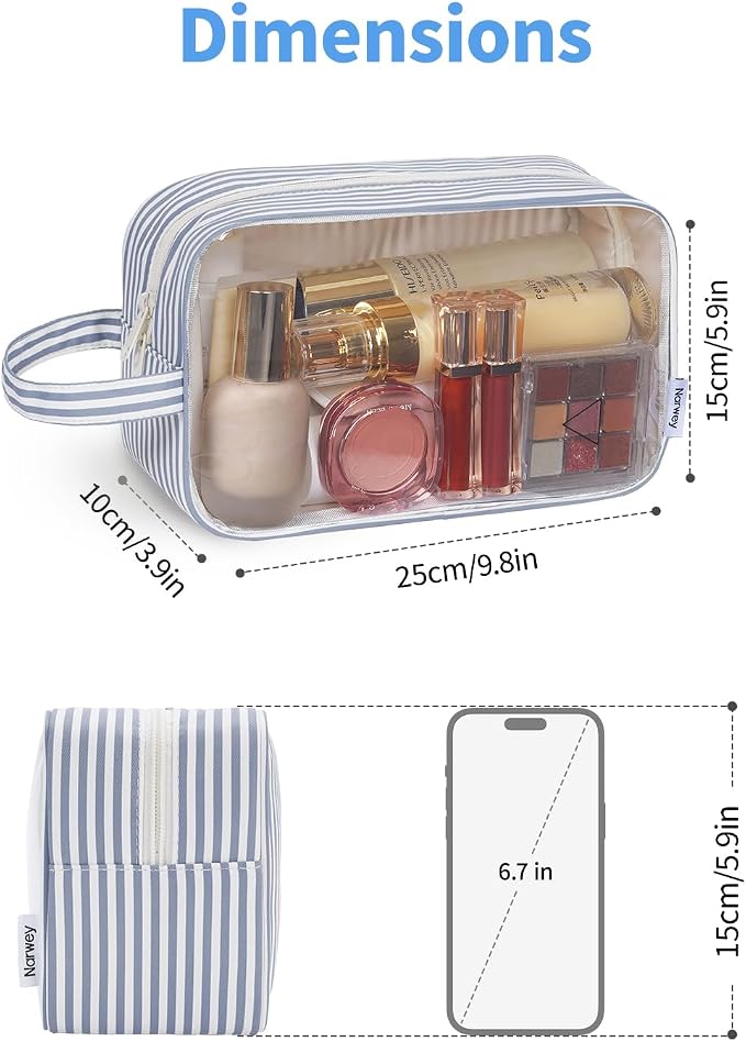 Narwey Clear Toiletry Bags for Traveling Women Men, Make Up Organizer, Skincare - Image 4