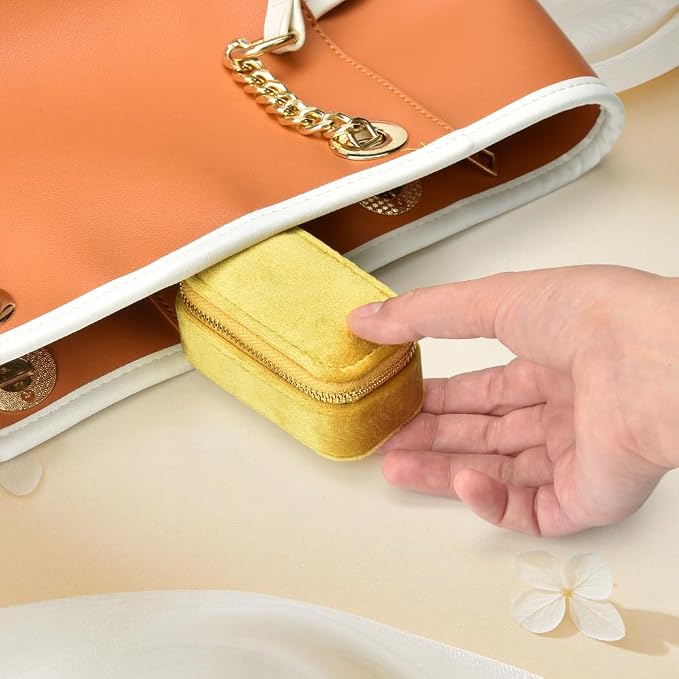 Small Travel Jewelry Case, Mini Tiny Plush Velvet Jewelry Box - Image 6