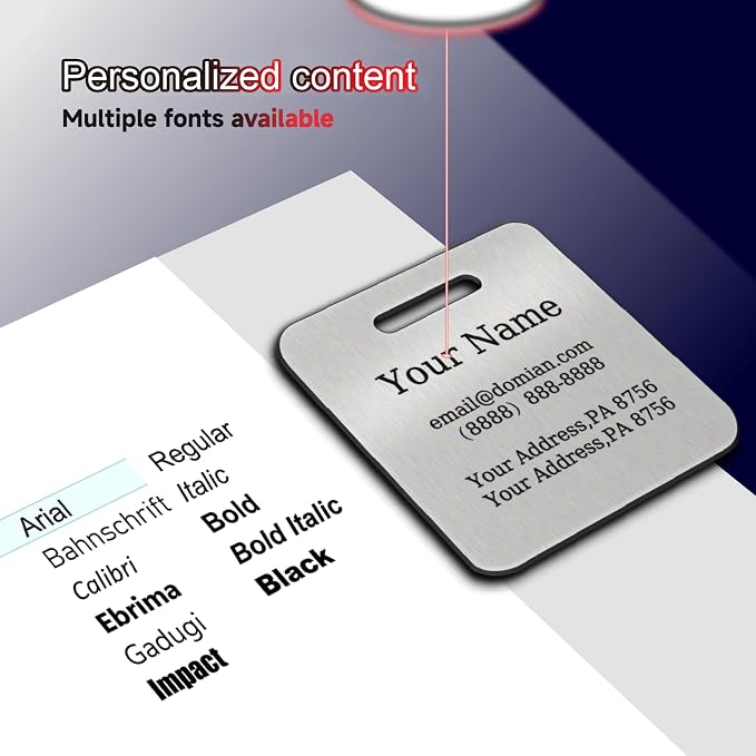 （2-Pack） Stainless Steel Custom Luggage Tags - Image 5
