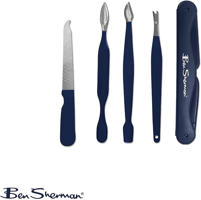 Ben Sherman Nail Clipper Set for Men, Nose Hair Trimmer, Tooth Brush, Scissors - Image 2