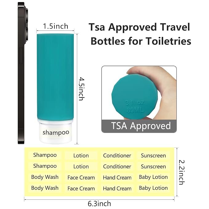 Travel Bottles - 4 Pack TSA Approved Leakproof Silicone Portable Refillable - Image 6