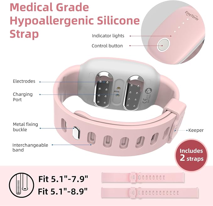 EmeTerm Fashion Pink Anti-Nausea Wristband Relieve Morning Motion Travel - Image 6