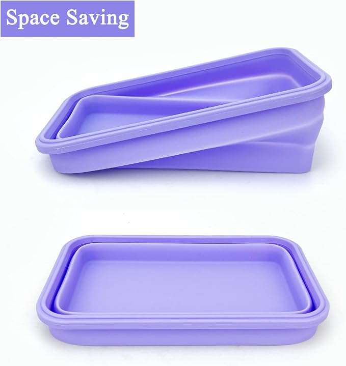 Purple Collapsible Sandwich Container, Silicone Lunch Container Bento Box - Image 5