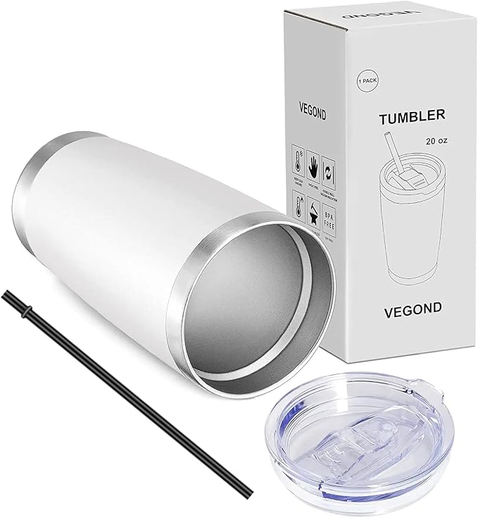 VEGOND 20oz Tumbler with Lid and Straw Stainless Steel Tumbler Cup Bulk Vacuum - Image 7