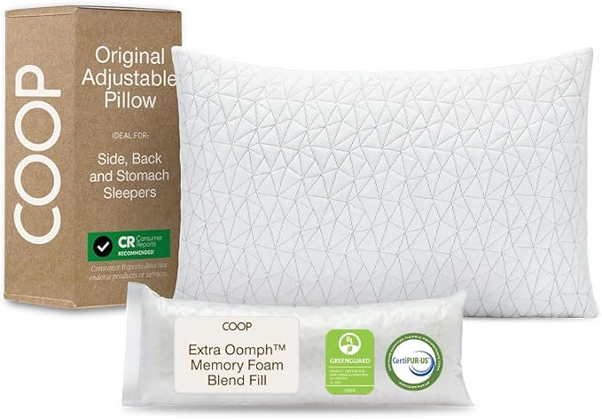 Coop Home Goods Original Adjustable Pillow, Queen Size Bed Pillows by CoopSleepGoods