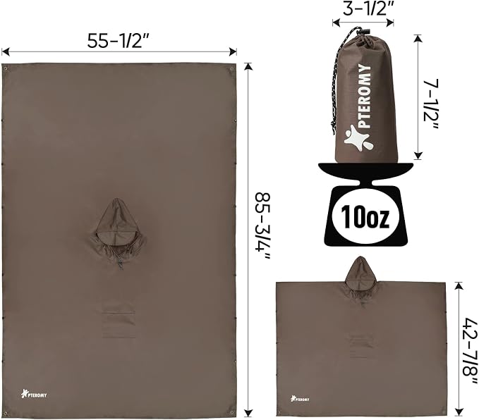 PTEROMY Hooded Rain Poncho for Adult - Image 7
