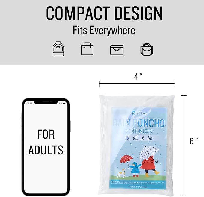 SaphiRose Disposable Rain Ponchos Emergency Clear Poncho - Image 3