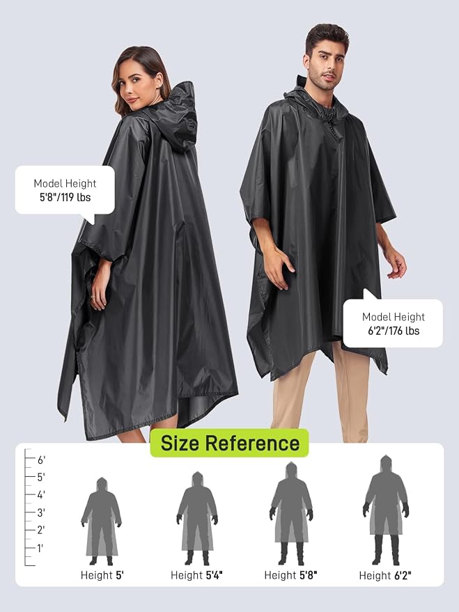 SaphiRose Hooded Rain Poncho Waterproof Raincoat Jacket - Image 2