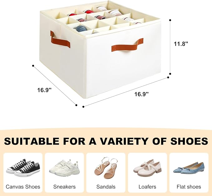Shoe Organizer for Closet, Foldable Shoe Storage Bins - Image 4