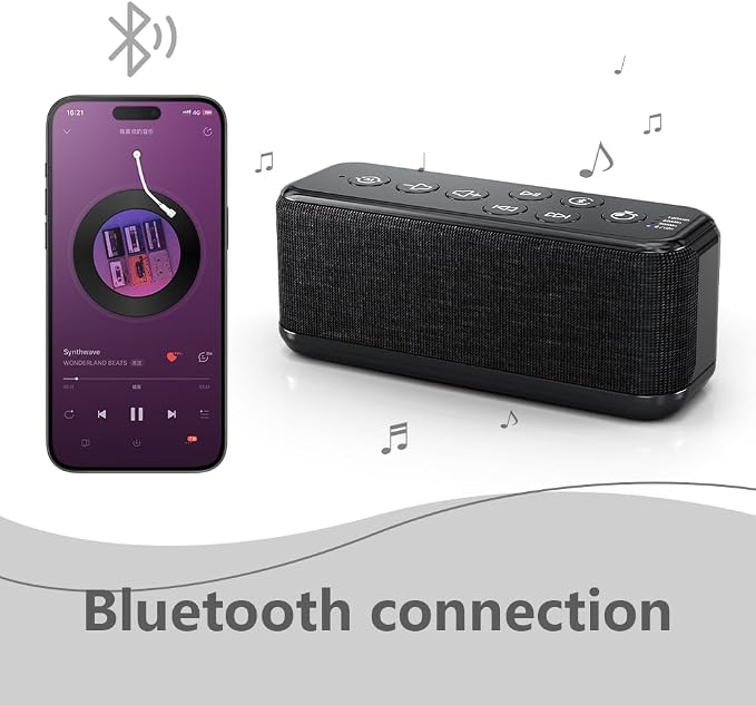 Sound Machine with Bluetooth Speaker, Rechargeable White Noise Machine - Image 3