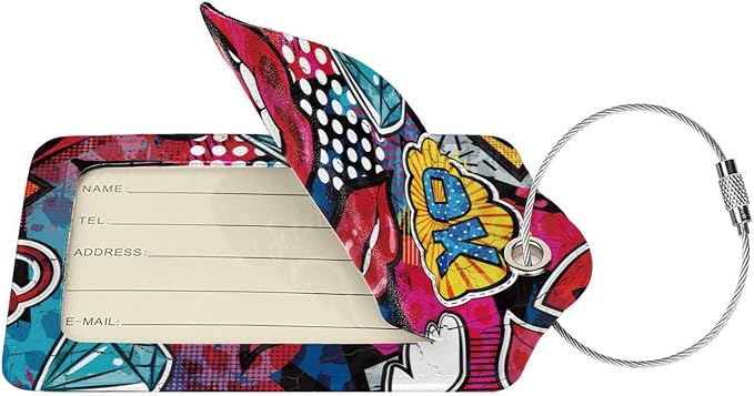 2 Pack Funny Luggage Tags with Red Lips Pattern - Image 2