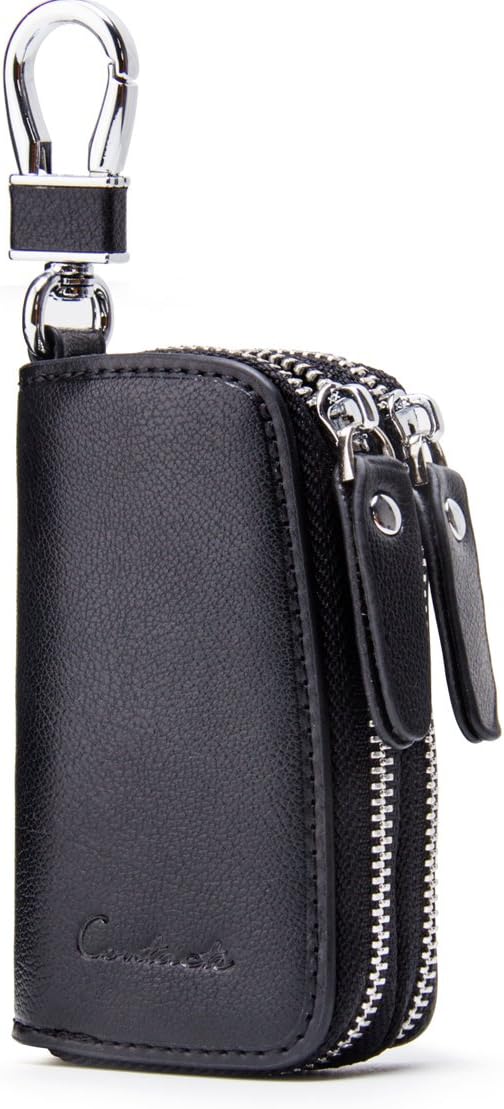 CONTACTS Car Key Case Small Leather Double Zipper Key Holder by CONTACTS