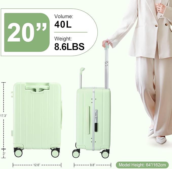 MRPLUM Carry On Luggage Double Handle Suitcase - Image 2