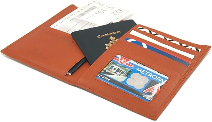 Passport Light Brown Sheep Leather Unisex Wallet Executive Boarding Pass Holder - Image 4