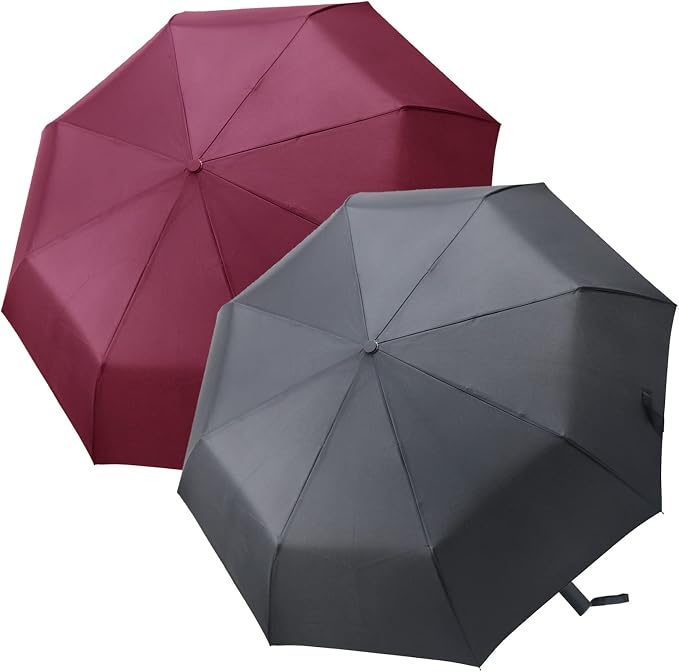 PFFY 2 Packs Travel Umbrella Windproof Auto Open & Close Collapsible Folding - Image 2